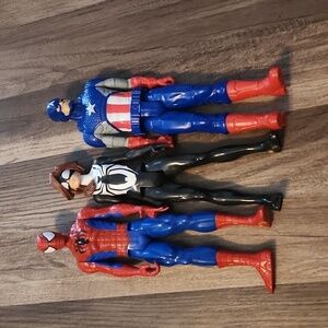 Marval Spiderman,Spider-Girl , and Captain America 12 inch Action Figures 3pk